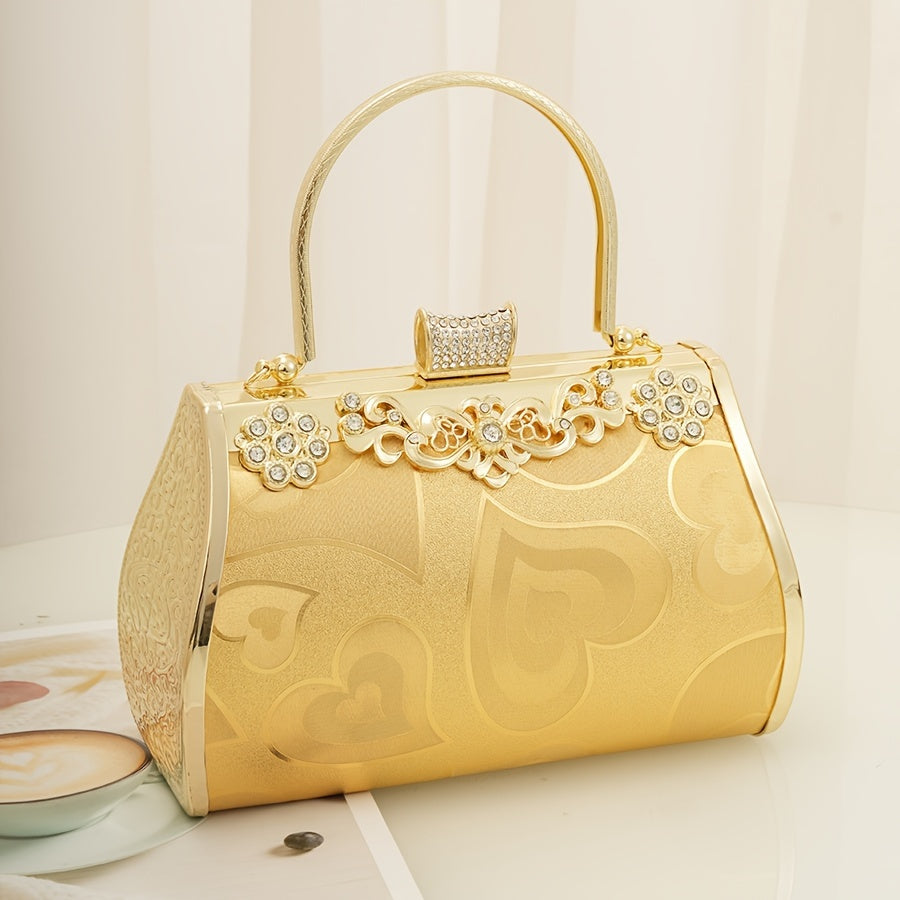 Clutch Doré à Motif Floral Orné