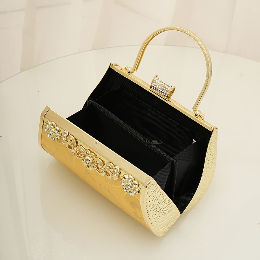 Clutch Doré à Motif Floral Orné