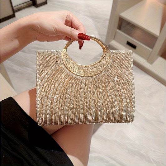 Sac de Soirée Doré Orné de Strass